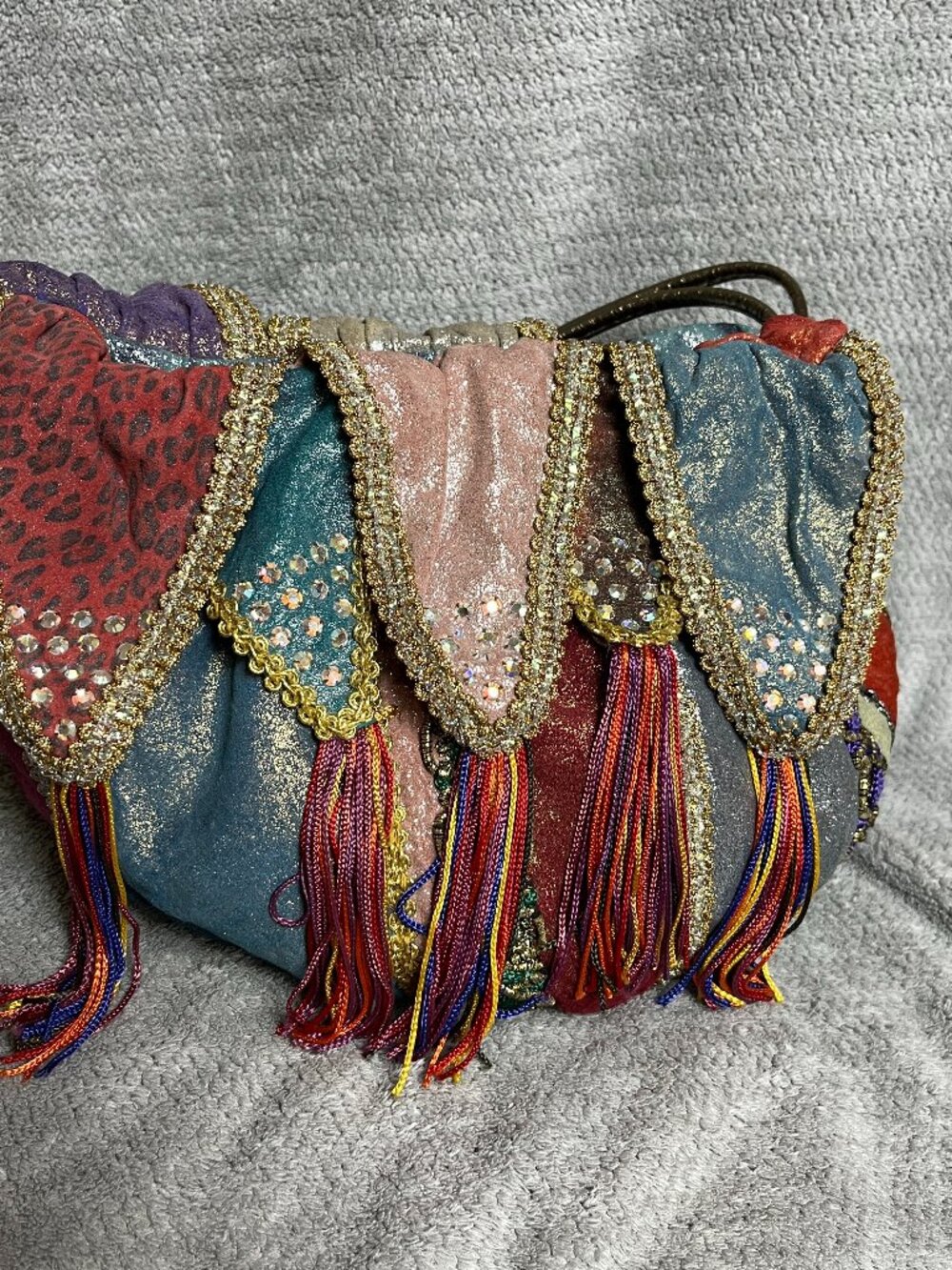 Rita Diana For Mylinka Handbag Multicolored Purse bright tassel rhinestone